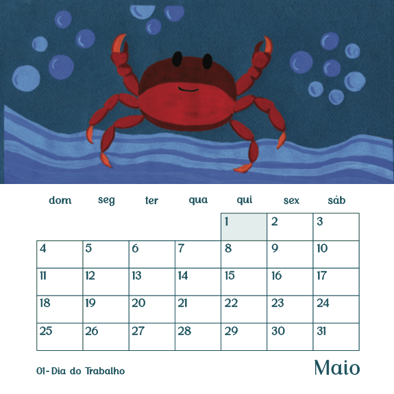 Calendário de Parede Sereia 2025