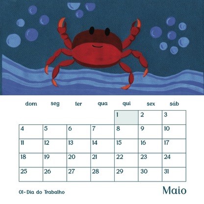 Calendário de Parede Sereia 2025