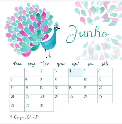 Calendário Pássaro Azul 2026