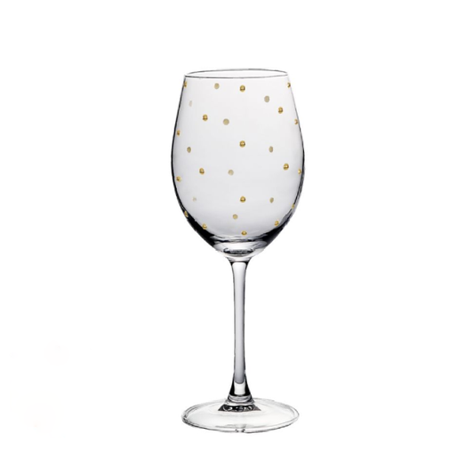 Taça de Vinho - Cristal com Detalhes Dourados