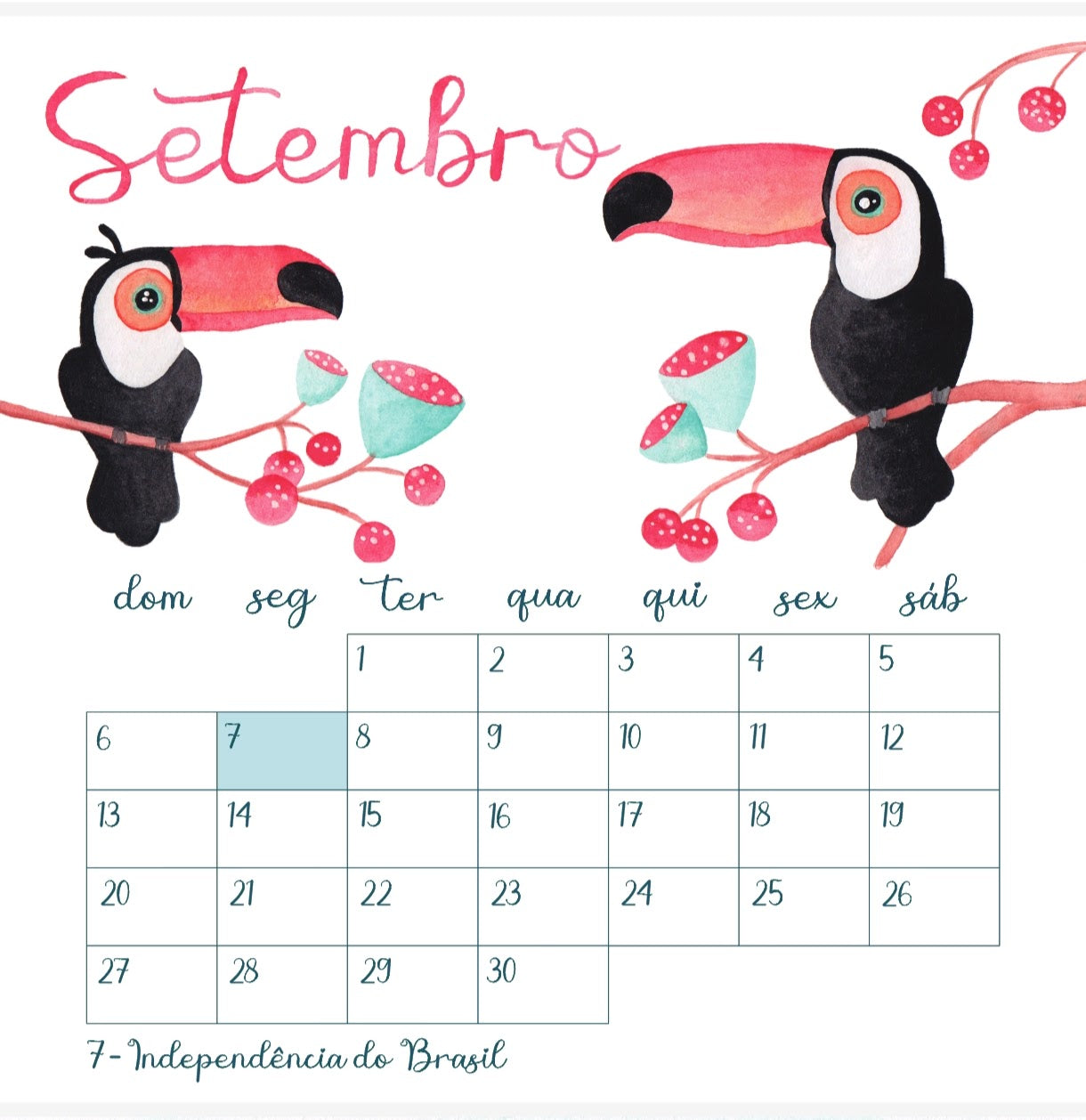 Calendário Pássaro Azul 2026