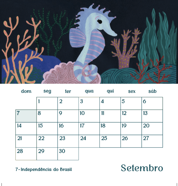 Calendário de Parede Sereia 2025