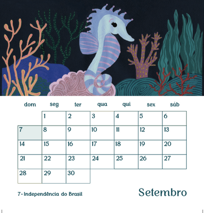 Calendário de Parede Sereia 2025