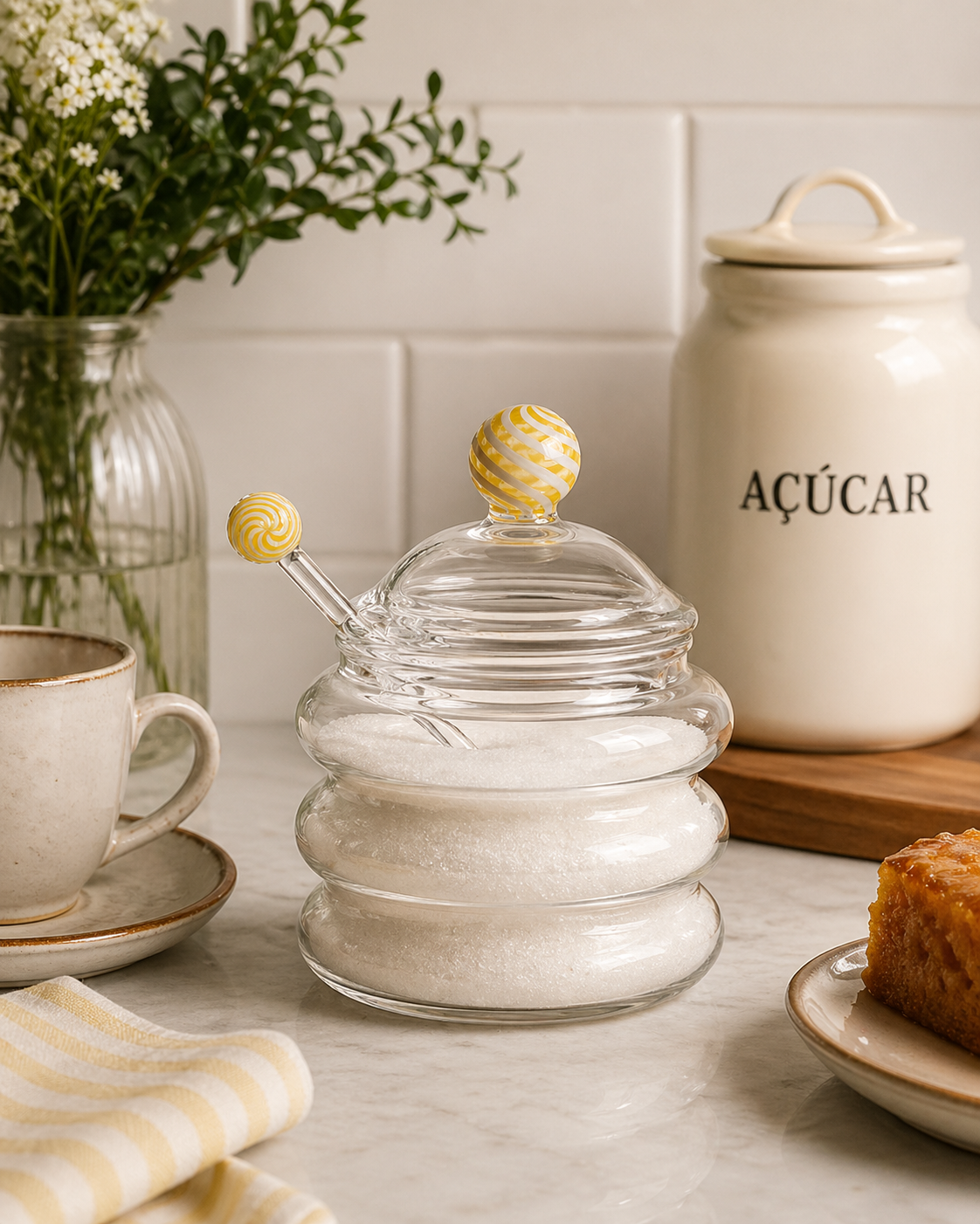 Açucareiro de Vidro Candy Amarelo