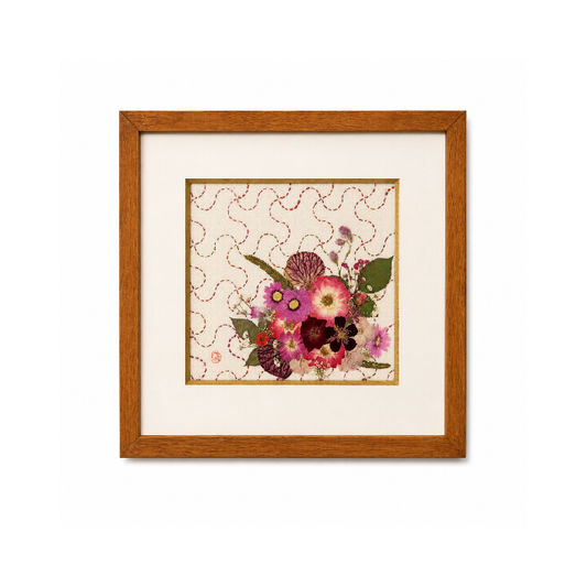 Quadro Flores Sobre Sashiko