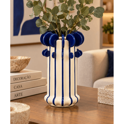 Vaso Cerâmica Orbe Azul
