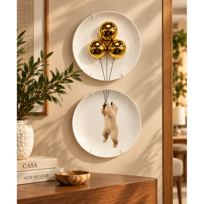 Conjunto de Prato Urso Branco - Greghi Design