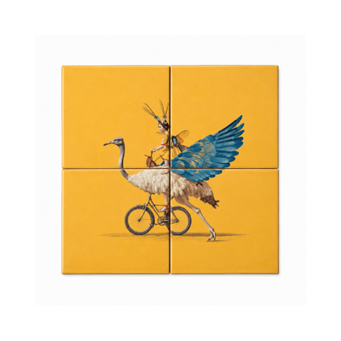 Quadro Azulejo Avestruz- Greghi Design