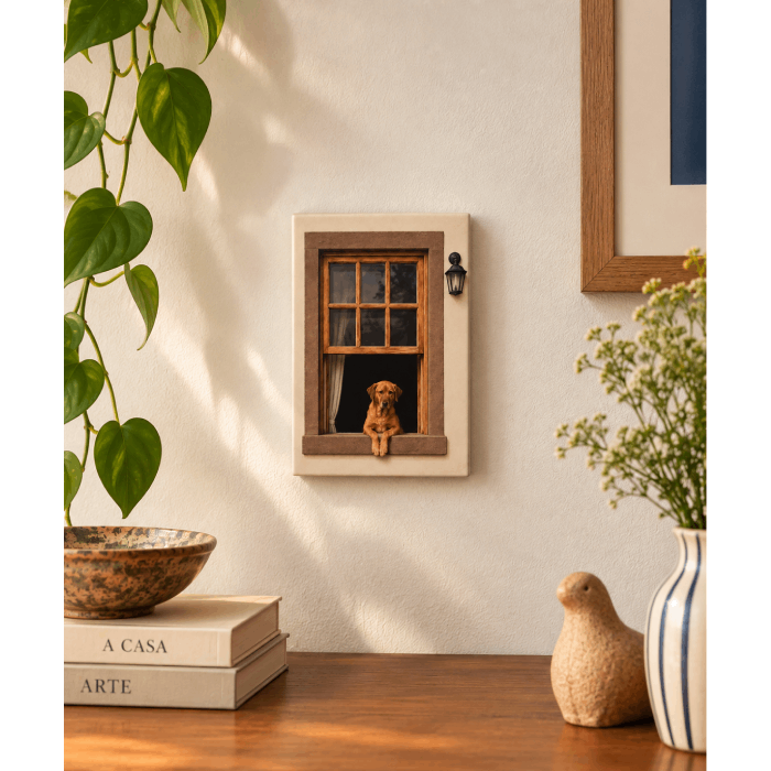 Quadro Janelas Cachorro Caramelo - Greghi Design
