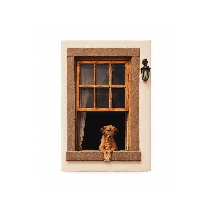 Quadro Janelas Cachorro Caramelo - Greghi Design