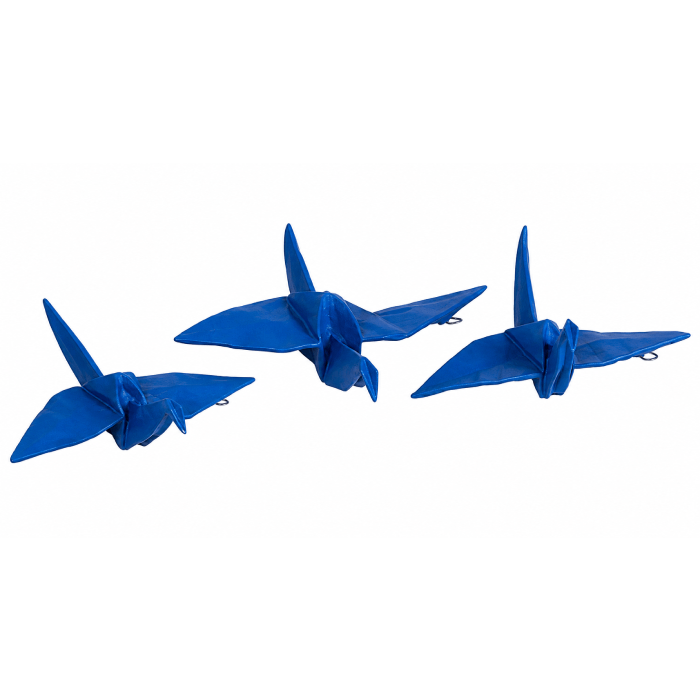 Conjunto de 3 Pássaros Origami Azul