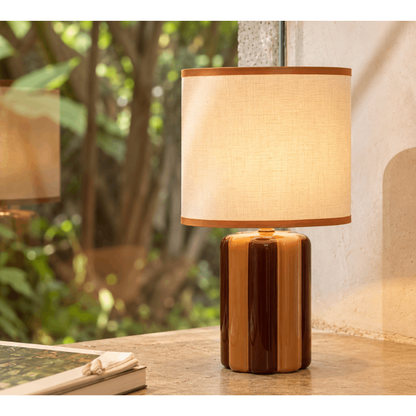 Luminária de Mesa em Cerâmica e Linho