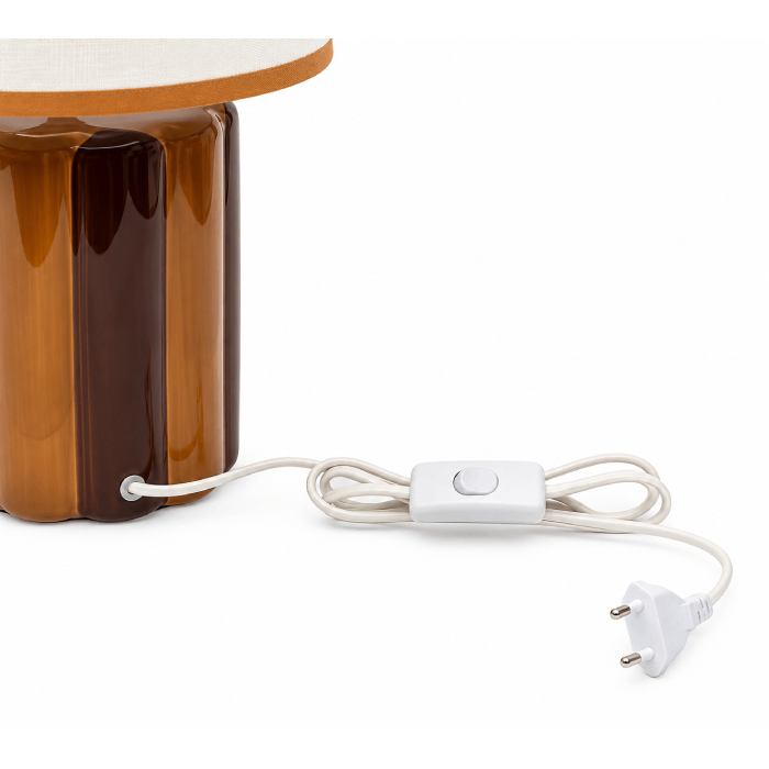 Luminária de Mesa em Cerâmica e Linho