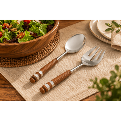 Talheres de Salada Madeira de Acácia e Madrepérola