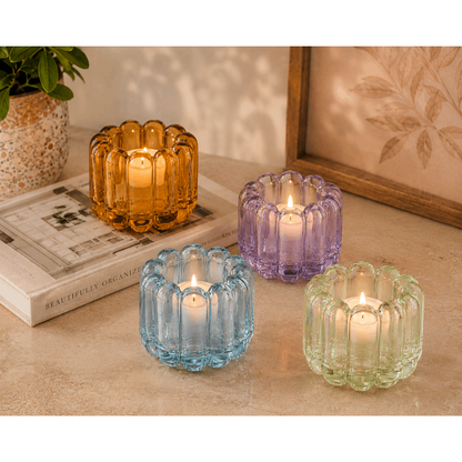 Porta-Velas Vidro Gomos