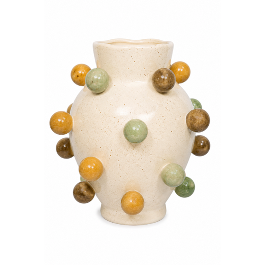Vaso de Cerâmica com Bolinhas Coloridas