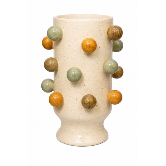 Vaso de Cerâmica com Bolinhas Coloridas