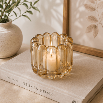 Porta-Velas Vidro Gomos