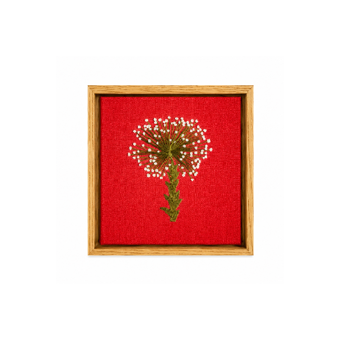 Quadro Bordado Botânico Sempre-vivas