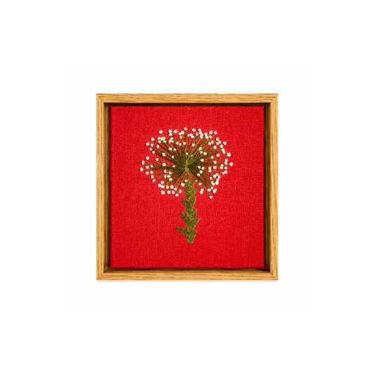Quadro Bordado Botânico Sempre-vivas