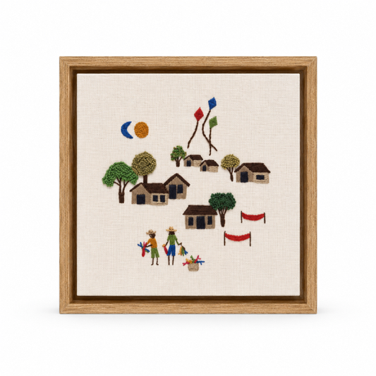 Quadro Bordado Vila Pescadores