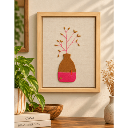 Quadro Vaso Bordado