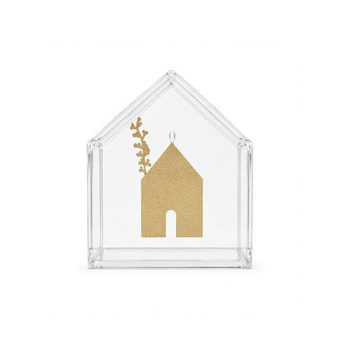 Quadro Casinha Acrílica Ouro