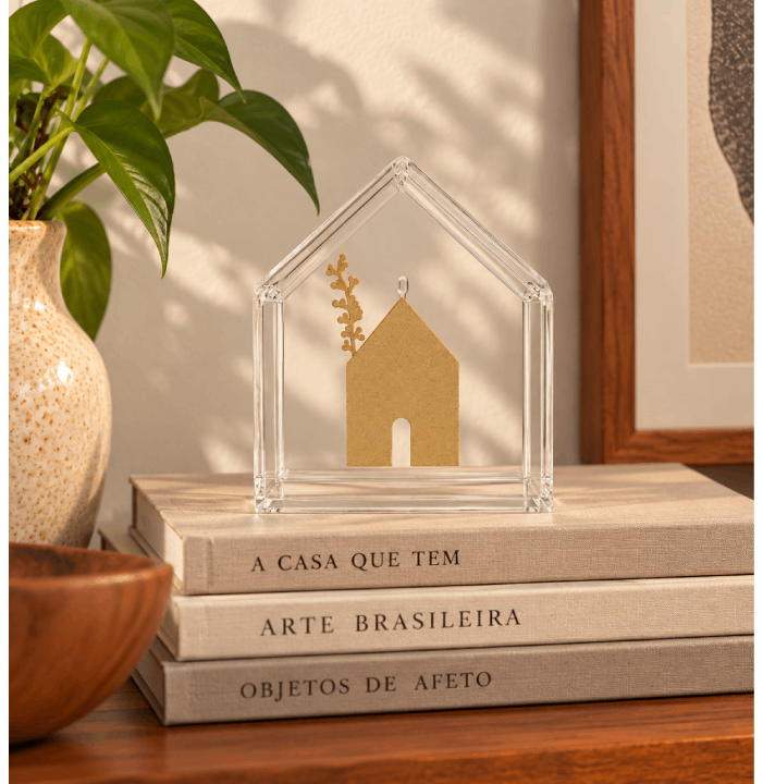 Quadro Casinha Acrílica Ouro