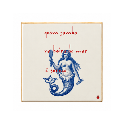Quadro Azuleicha Moldura "Quem samba..."