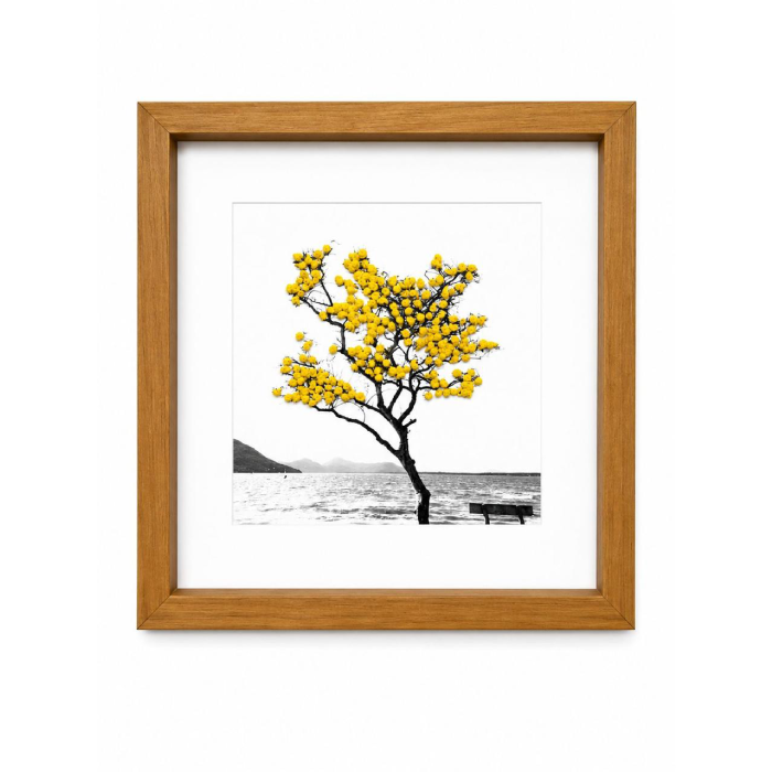 Quadro Árvore Bordado de Flores Amarela