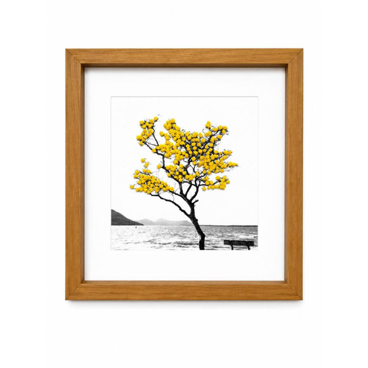 Quadro Árvore Bordado de Flores Amarela