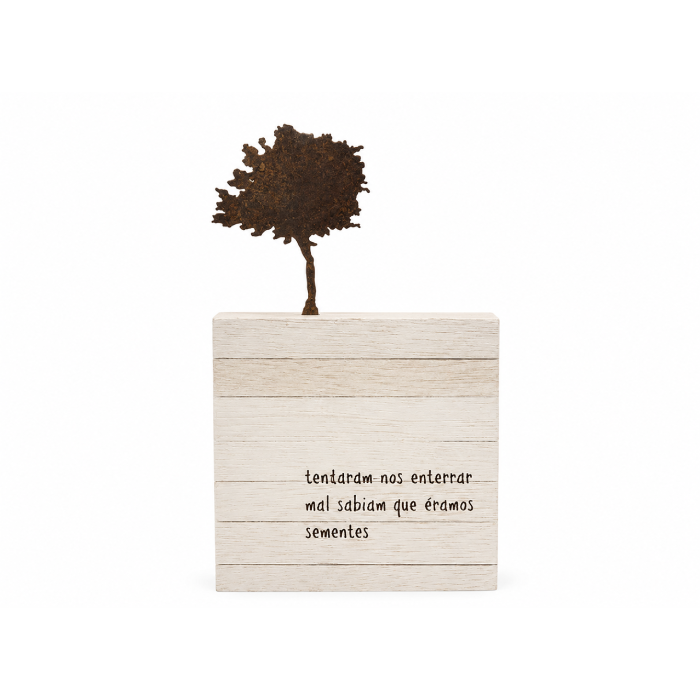 Bloco cubo madeira "Tentaram Nos Enterrar..."