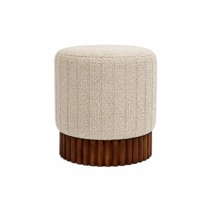 Puff em Madeira e  Bouclé