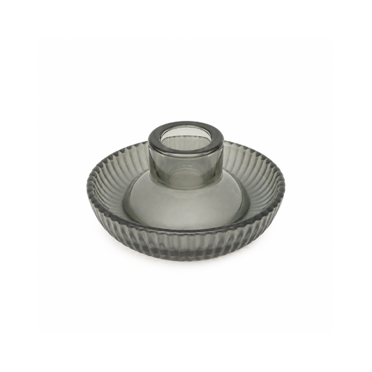 Castiçal de Vidro Fume