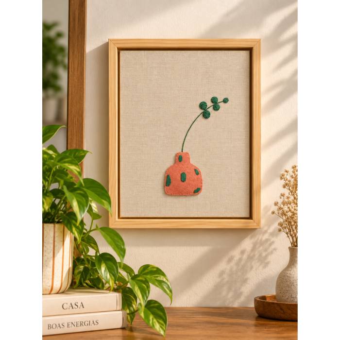Quadro Vaso Bordado