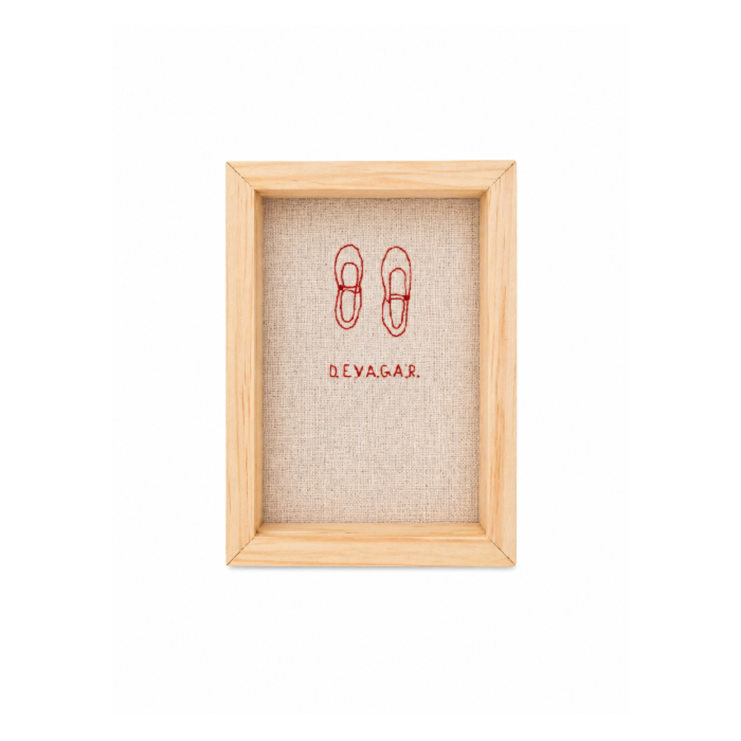 Quadro Caixa Bordado - Devagar