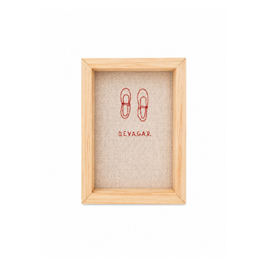 Quadro Caixa Bordado - Devagar