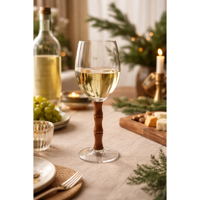 Taça de Vinho com Haste de Madeira