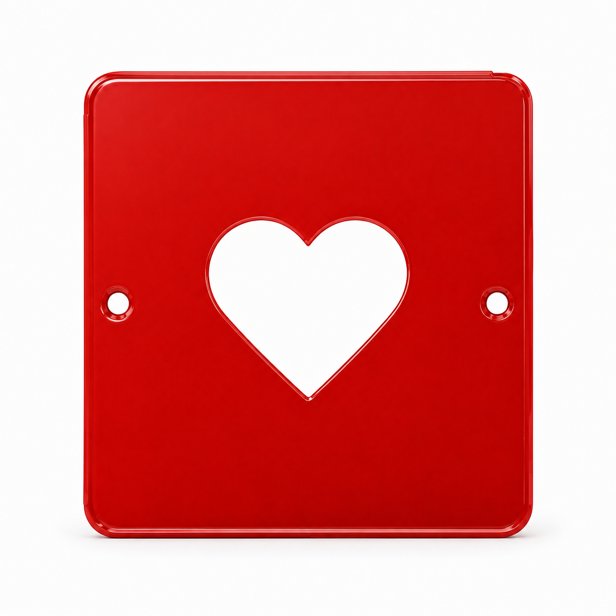 Placa Decorativa Esmaltada Coração vermelho