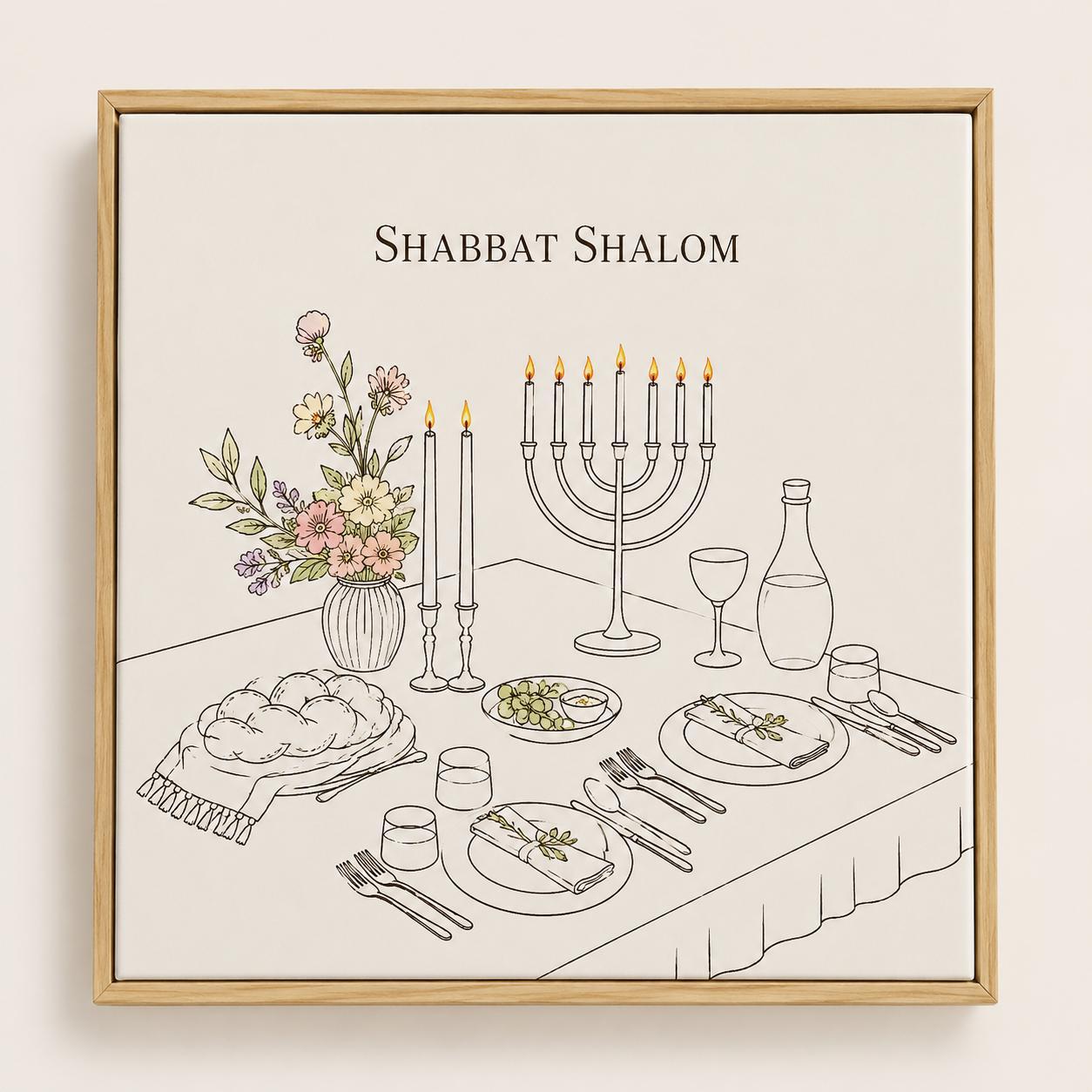 Wood  Azule 15x15 -Shabbat Shalom