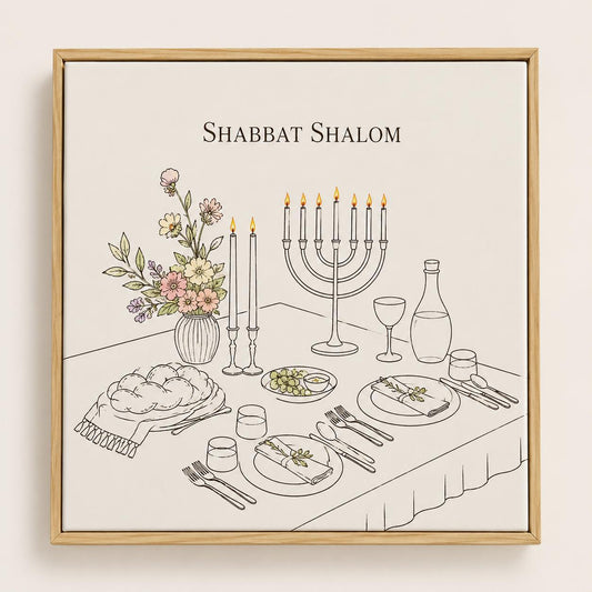 Wood  Azule 15x15 -Shabbat Shalom