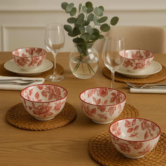 Conjunto de Tigelas Decorativas com Estampa Floral