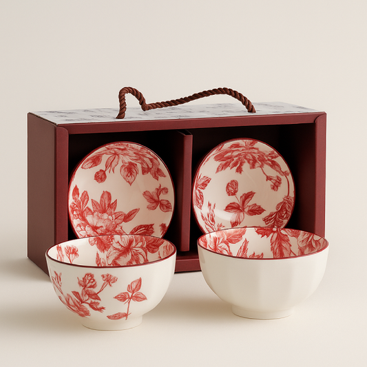 Conjunto de Tigelas Decorativas com Estampa Floral