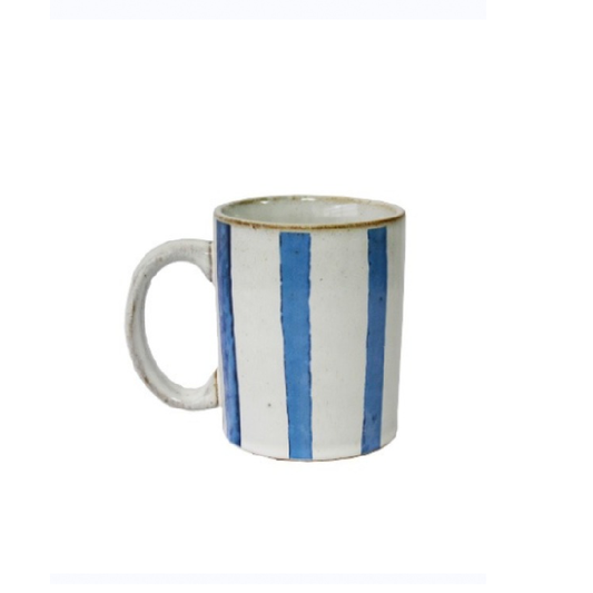 Caneca de Porcelana com Listras Vintage Blue