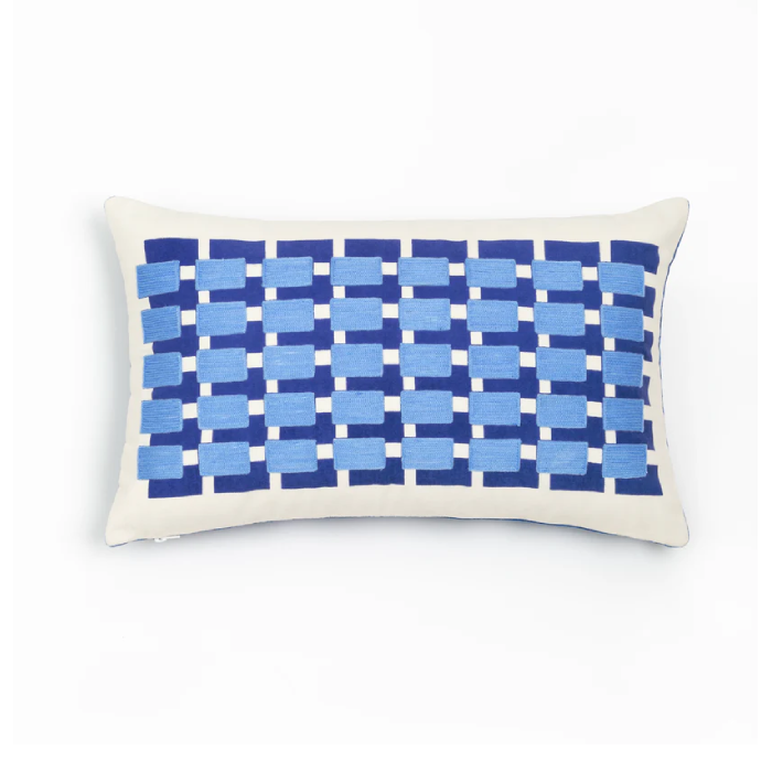 Almofada Bordado Geométrico Azul 30x50cm