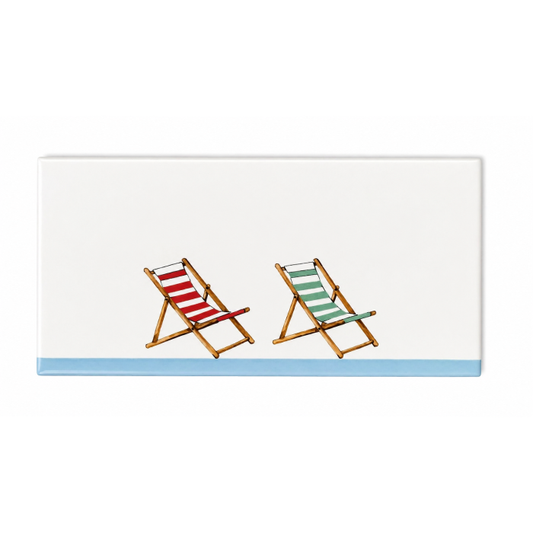 Azulejo Cadeiras Praia – Vermelha e Verde Água