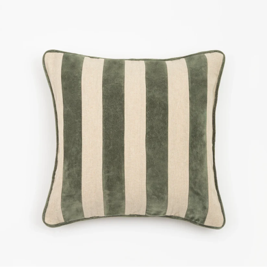 Almofada Listrada em Veludo Verde 45x45cm