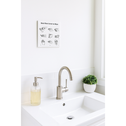 Azulejo Decorativo Guia para Lavar as Mãos