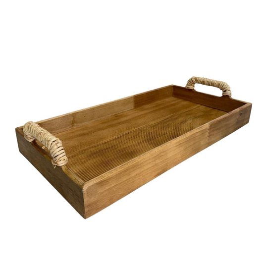 Bandeja em Madeira e Rattan – G