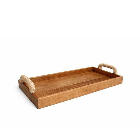 Bandeja em Madeira e Rattan – M